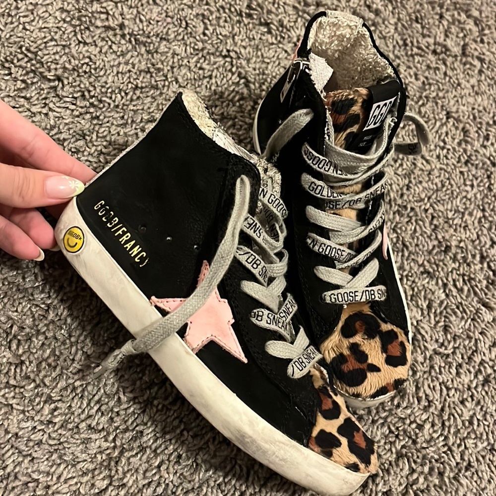 Cheetah golden goose sneakers